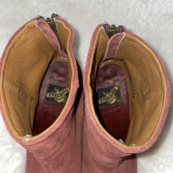 FREEBIRD Harlo Suede Boots with Heel Red burgundy 9 - Picture 4 of 13